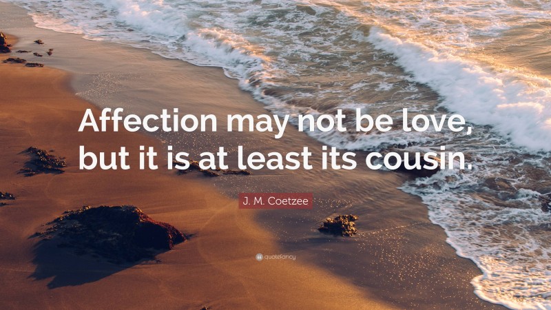 J. M. Coetzee Quote: “Affection may not be love, but it is at least its cousin.”