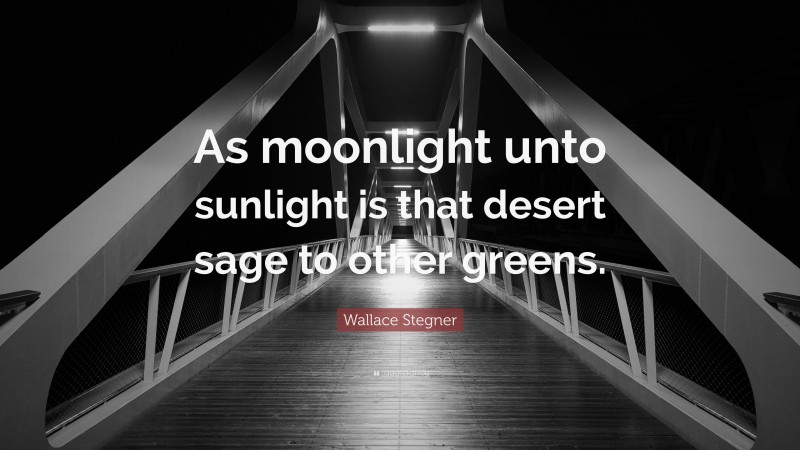 Wallace Stegner Quote: “As moonlight unto sunlight is that desert sage to other greens.”