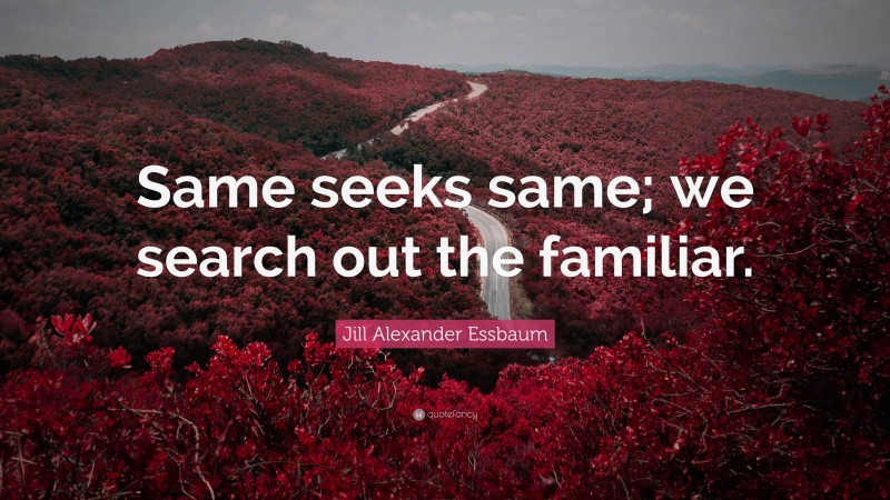 Jill Alexander Essbaum Quote: “Same seeks same; we search out the familiar.”