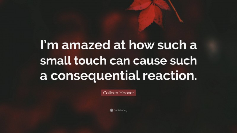 Colleen Hoover Quote: “I’m amazed at how such a small touch can cause such a consequential reaction.”