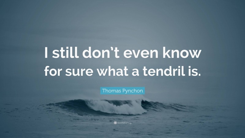 Thomas Pynchon Quote: “I still don’t even know for sure what a tendril is.”