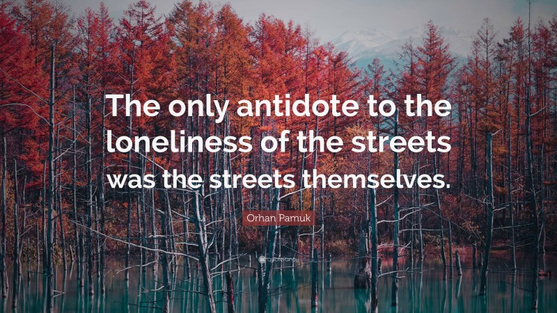 Orhan Pamuk Quote: “The only antidote to the loneliness of the streets was the streets themselves.”