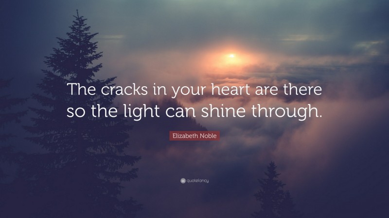 Elizabeth Noble Quote: “The cracks in your heart are there so the light can shine through.”