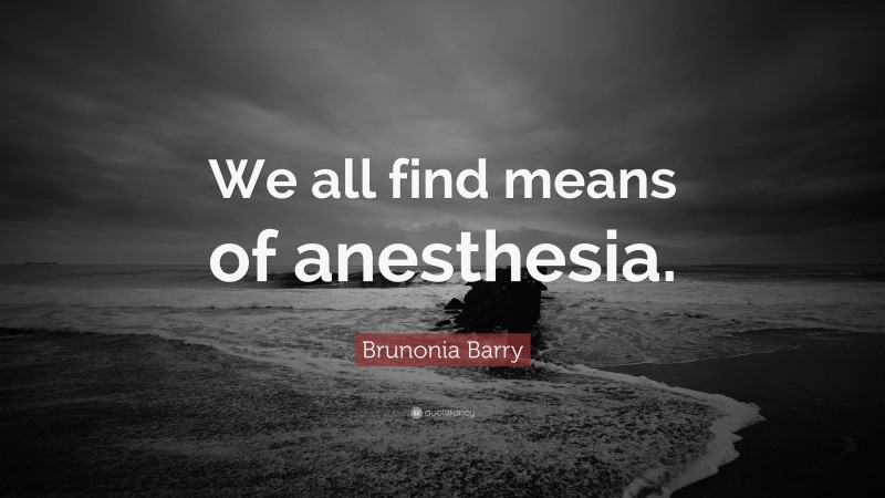 Brunonia Barry Quote: “We all find means of anesthesia.”