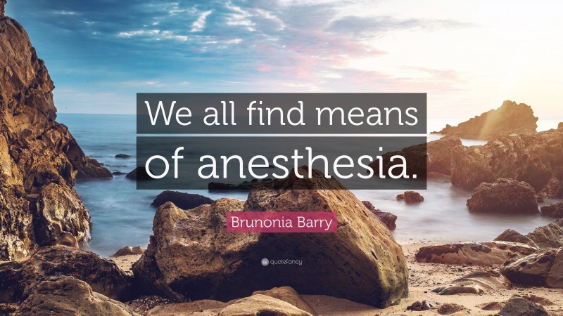 Brunonia Barry Quote: “We all find means of anesthesia.”
