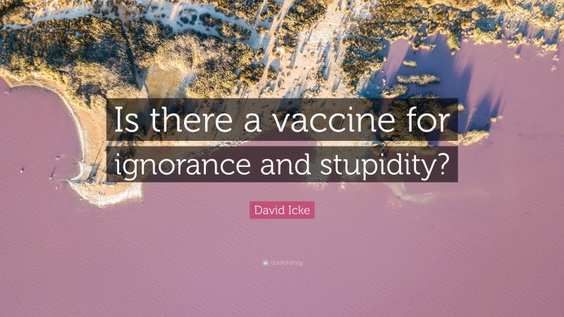 David Icke Quote: “Is there a vaccine for ignorance and stupidity?”