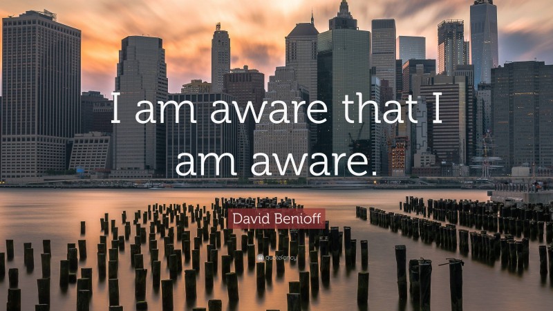 David Benioff Quote: “I am aware that I am aware.”
