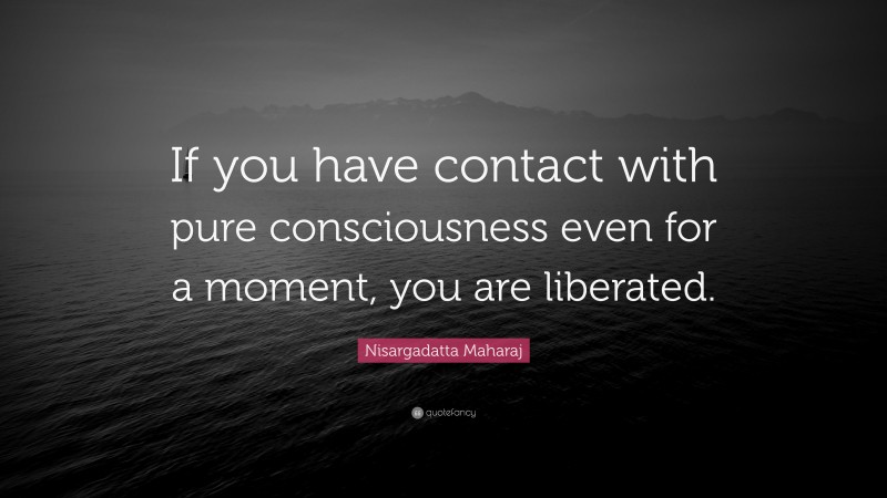 Nisargadatta Maharaj Quote: “If you have contact with pure consciousness even for a moment, you are liberated.”
