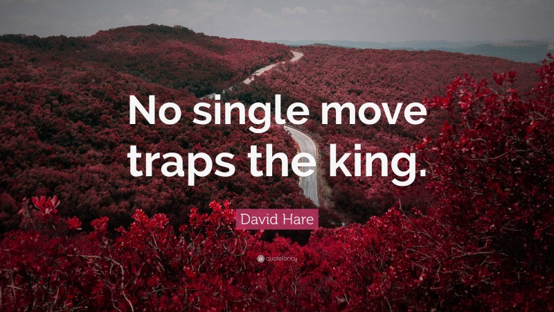 David Hare Quote: “No single move traps the king.”