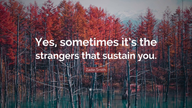 Zadie Smith Quote: “Yes, sometimes it’s the strangers that sustain you.”