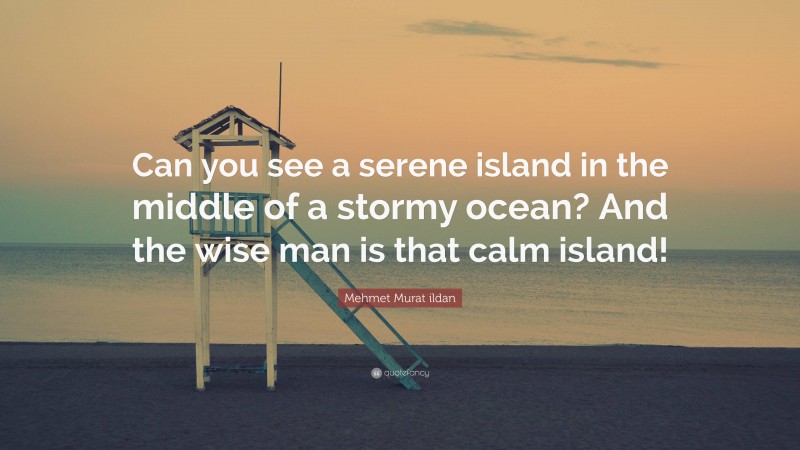 Mehmet Murat ildan Quote: “Can you see a serene island in the middle of a stormy ocean? And the wise man is that calm island!”