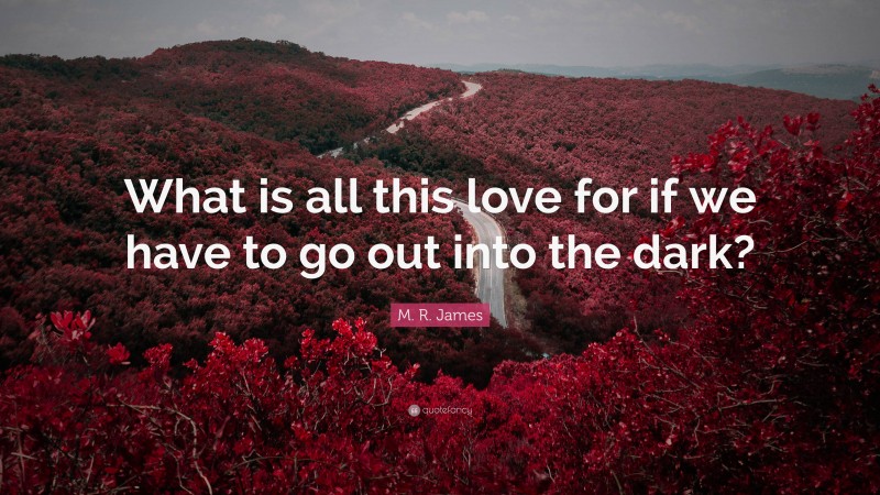 M. R. James Quote: “What is all this love for if we have to go out into the dark?”