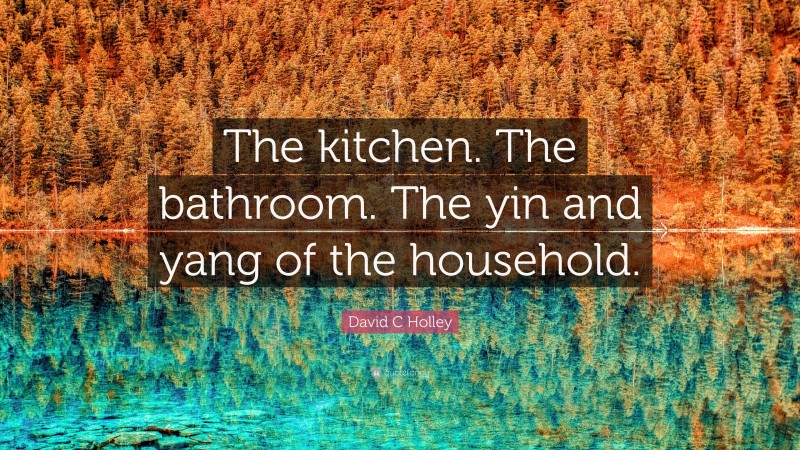 David C Holley Quote: “The kitchen. The bathroom. The yin and yang of the household.”