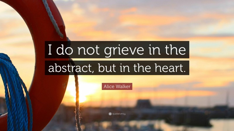 Alice Walker Quote: “I do not grieve in the abstract, but in the heart.”