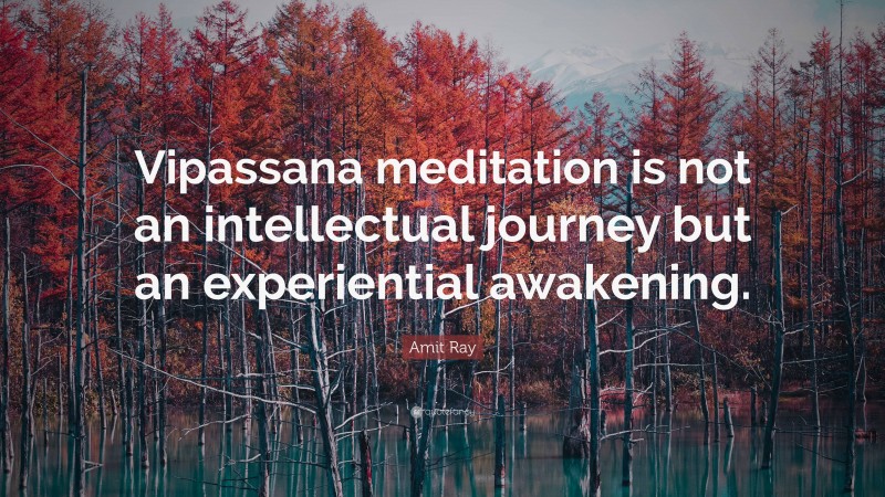 Amit Ray Quote: “Vipassana meditation is not an intellectual journey but an experiential awakening.”