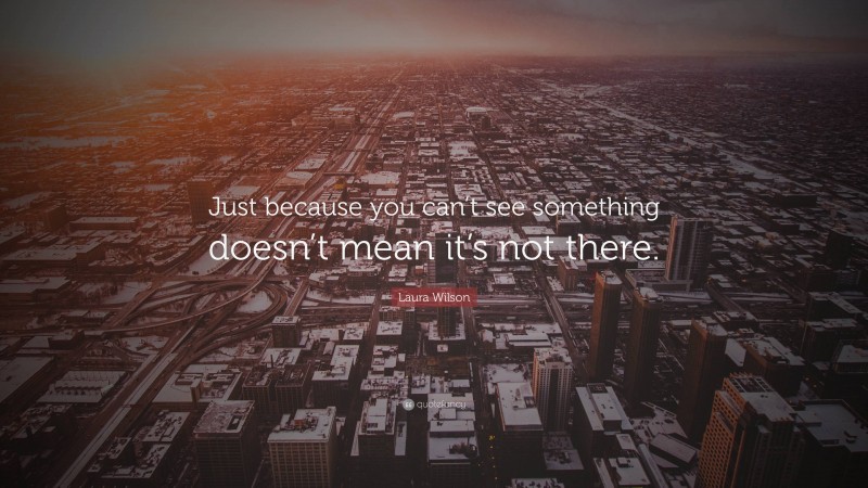 Laura Wilson Quote: “Just because you can’t see something doesn’t mean it’s not there.”