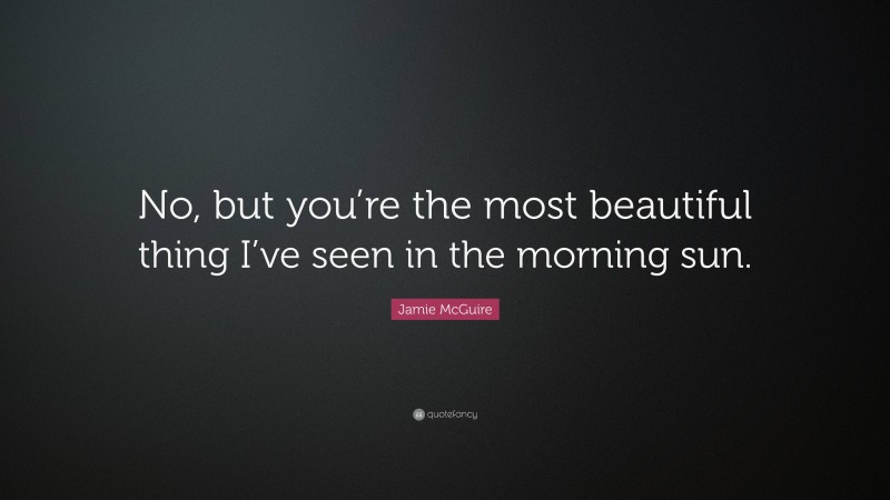 Jamie McGuire Quote: “No, but you’re the most beautiful thing I’ve seen in the morning sun.”