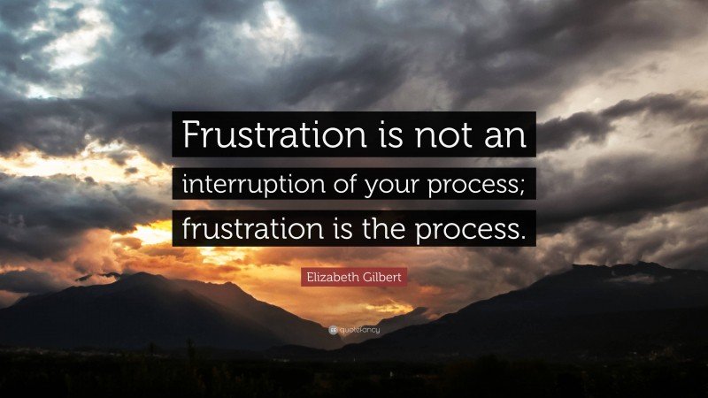 Elizabeth Gilbert Quote: “Frustration is not an interruption of your process; frustration is the process.”