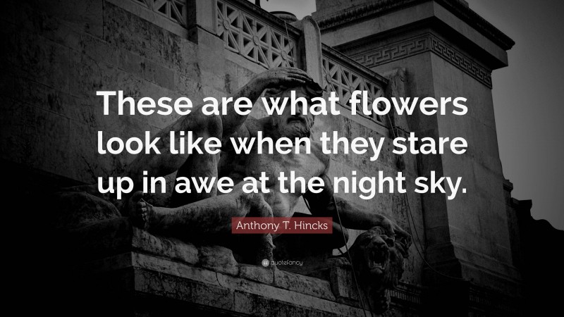 Anthony T. Hincks Quote: “These are what flowers look like when they stare up in awe at the night sky.”