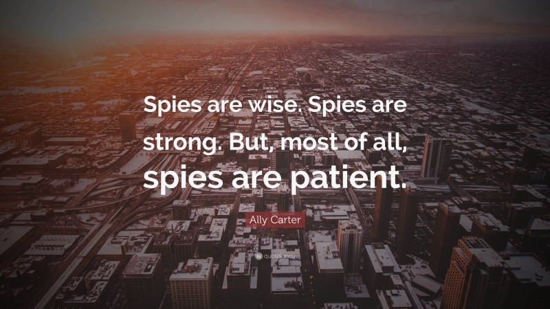 Ally Carter Quote: “Spies are wise. Spies are strong. But, most of all, spies are patient.”