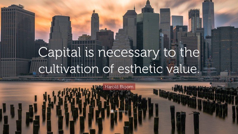 Harold Bloom Quote: “Capital is necessary to the cultivation of esthetic value.”