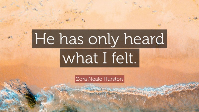 Zora Neale Hurston Quote: “He has only heard what I felt.”