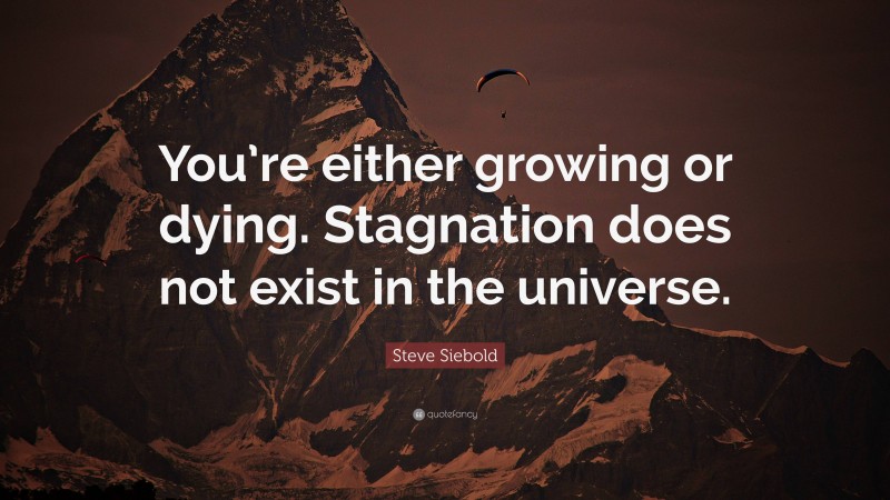 Steve Siebold Quote: “You’re either growing or dying. Stagnation does not exist in the universe.”