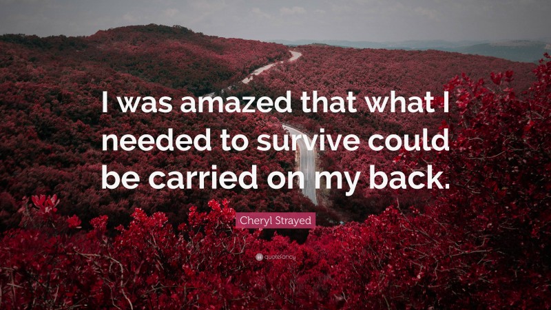Cheryl Strayed Quote: “I was amazed that what I needed to survive could be carried on my back.”
