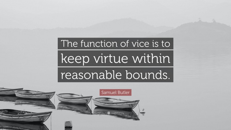 Samuel Butler Quote: “The function of vice is to keep virtue within reasonable bounds.”