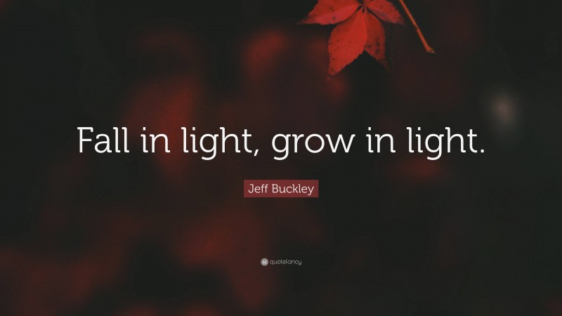 Jeff Buckley Quote: “Fall in light, grow in light.”