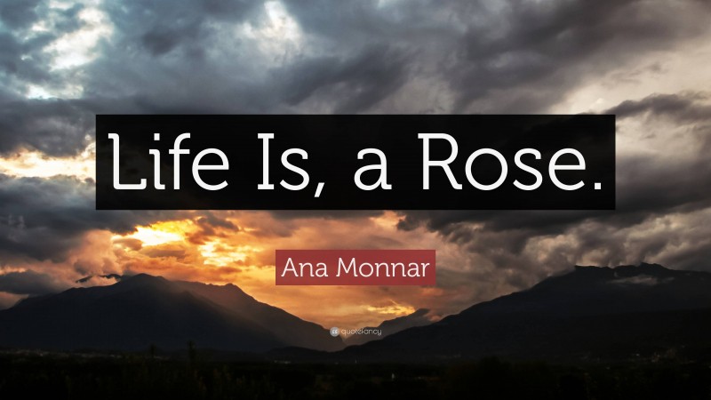 Ana Monnar Quote: “Life Is, a Rose.”