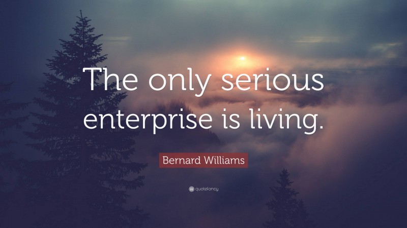 Bernard Williams Quote: “The only serious enterprise is living.”