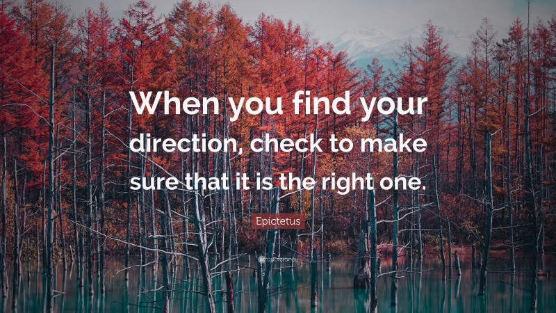 Epictetus Quote: “When you find your direction, check to make sure that it is the right one.”