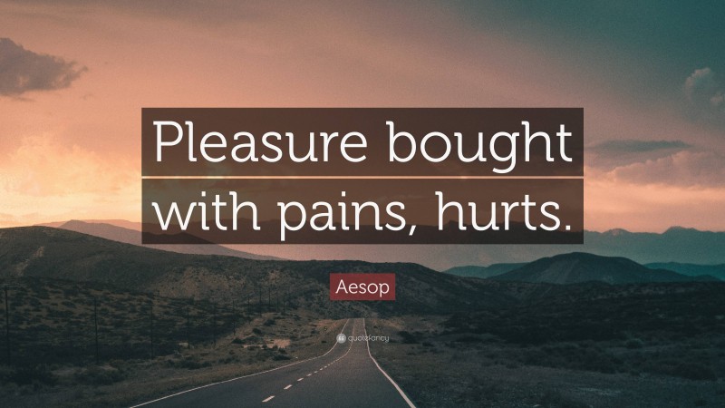 Aesop Quote: “Pleasure bought with pains, hurts.”