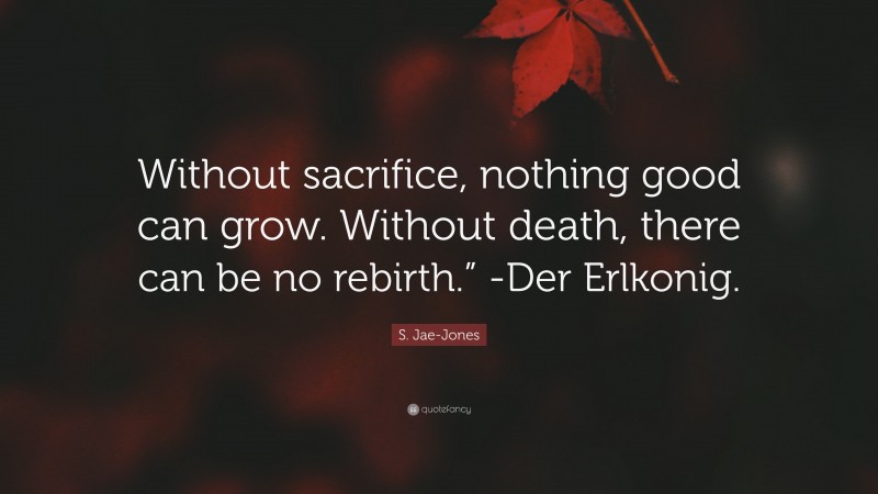 S. Jae-Jones Quote: “Without sacrifice, nothing good can grow. Without death, there can be no rebirth.” -Der Erlkonig.”