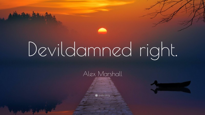 Alex Marshall Quote: “Devildamned right.”