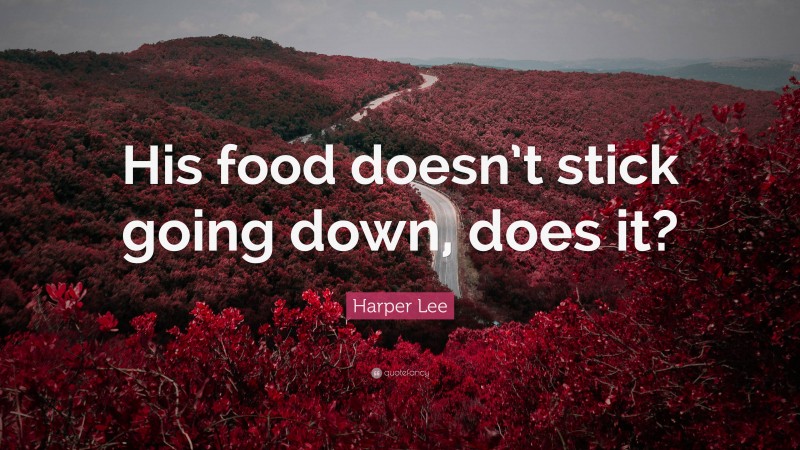 Harper Lee Quote: “His food doesn’t stick going down, does it?”