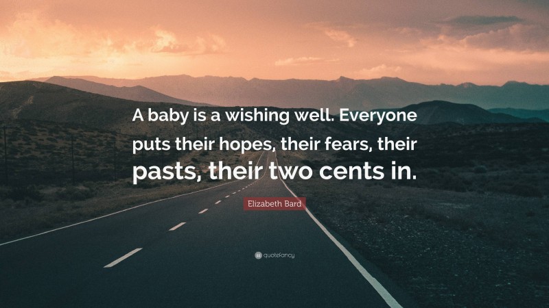 Elizabeth Bard Quote: “A baby is a wishing well. Everyone puts their hopes, their fears, their pasts, their two cents in.”