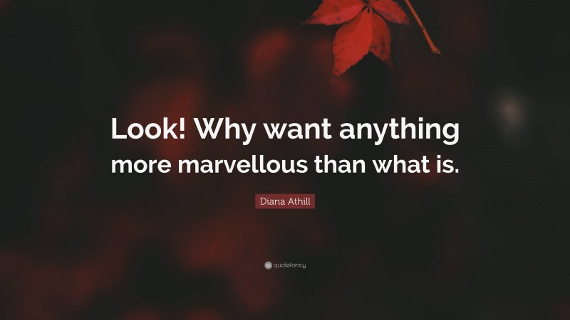 Diana Athill Quote: “Look! Why want anything more marvellous than what is.”