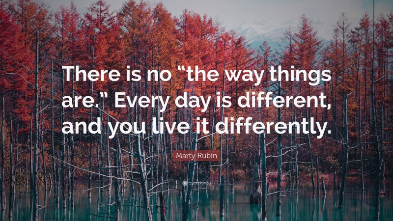 Marty Rubin Quote: “There is no “the way things are.” Every day is different, and you live it differently.”