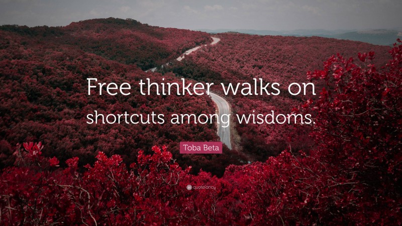 Toba Beta Quote: “Free thinker walks on shortcuts among wisdoms.”