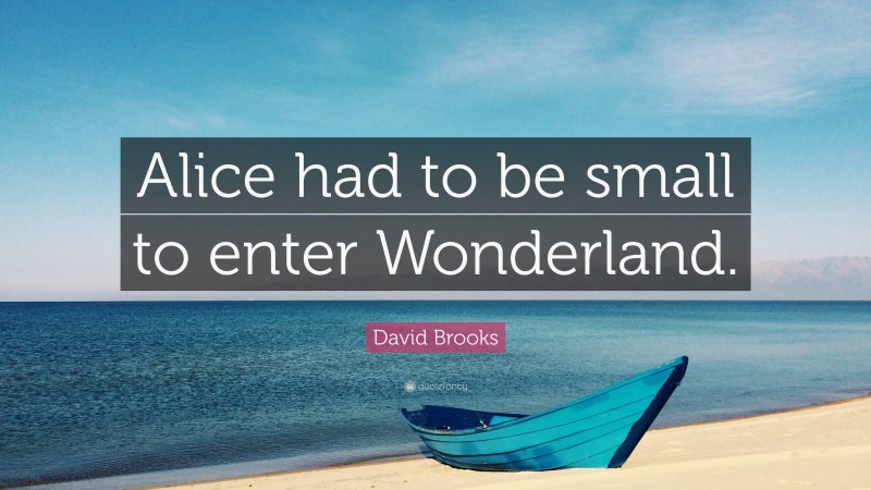 David Brooks Quote: “Alice had to be small to enter Wonderland.”