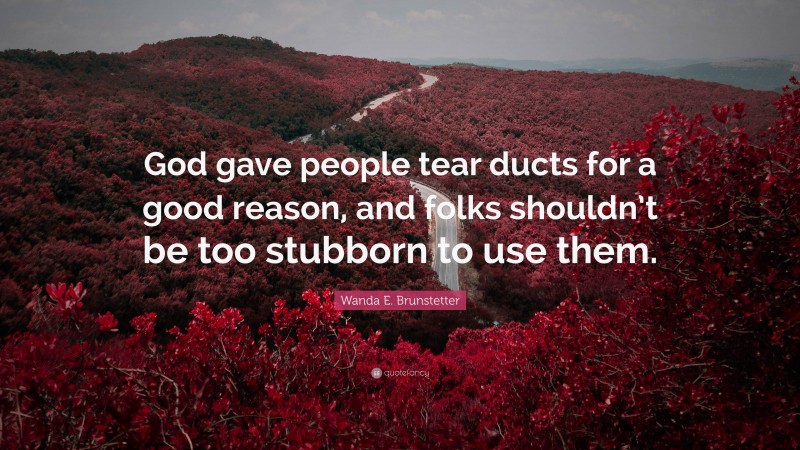 Wanda E. Brunstetter Quote: “God gave people tear ducts for a good reason, and folks shouldn’t be too stubborn to use them.”