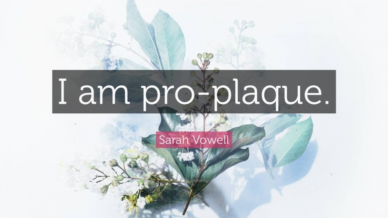 Sarah Vowell Quote: “I am pro-plaque.”