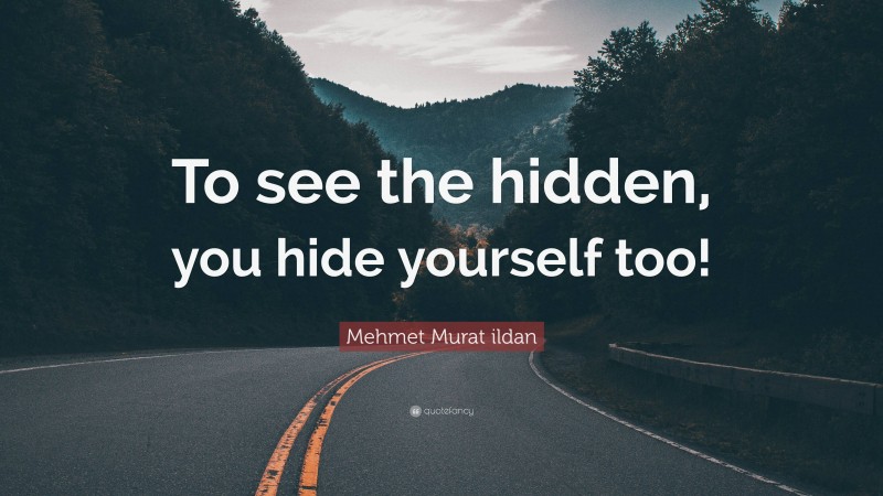 Mehmet Murat ildan Quote: “To see the hidden, you hide yourself too!”