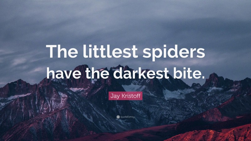Jay Kristoff Quote: “The littlest spiders have the darkest bite.”
