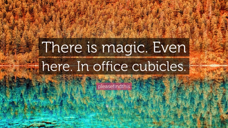 pleasefindthis Quote: “There is magic. Even here. In office cubicles.”