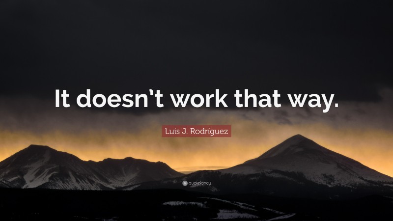 Luis J. Rodríguez Quote: “It doesn’t work that way.”
