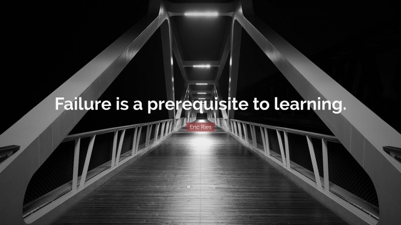 Eric Ries Quote: “Failure is a prerequisite to learning.”