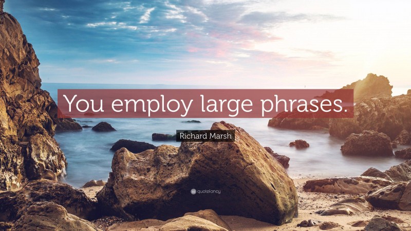 Richard Marsh Quote: “You employ large phrases.”
